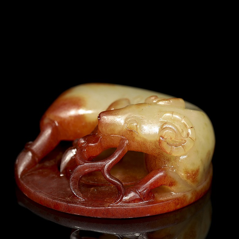 Carved jade figure 'Ram', Eastern Han Dynasty
