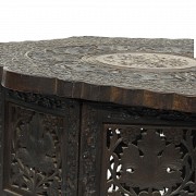 Carved wood table with a base, s.XX