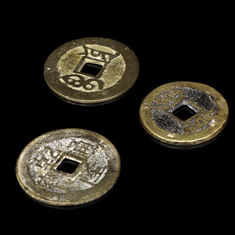Three chinese coins with Qianlong mark