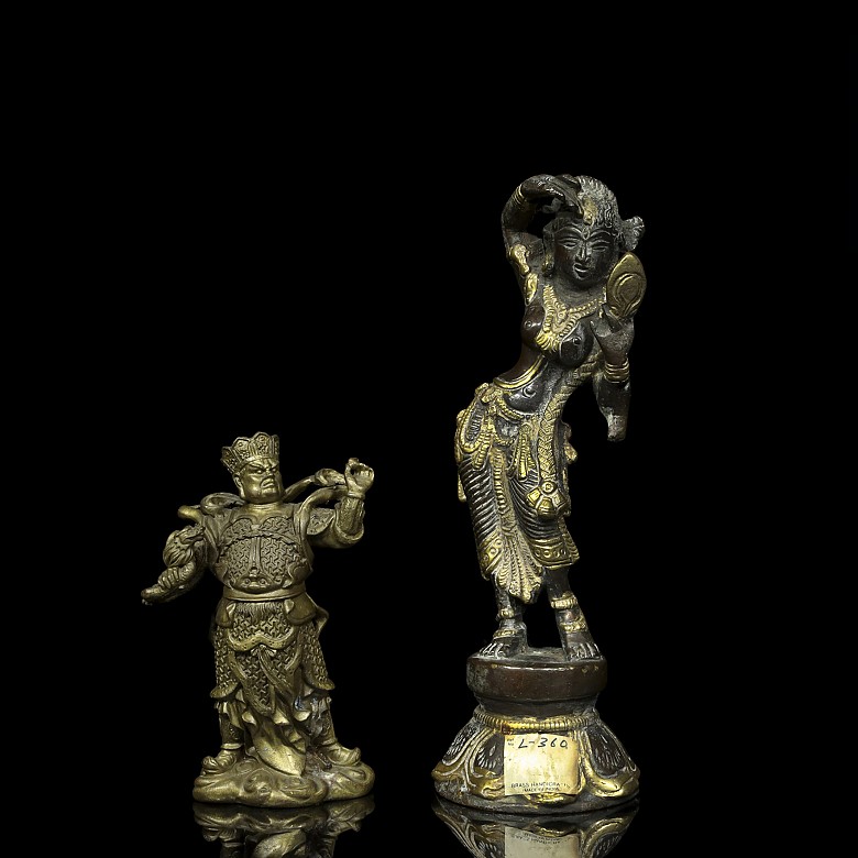 Dos pequeñas esculturas de bronce, Asia, S.XX
