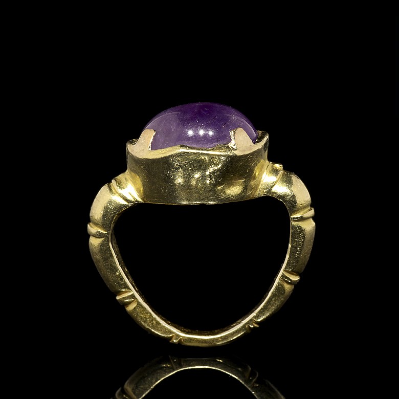 Ring with amethyst in 20k yellow gold - 3