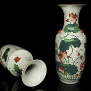 Pair of large 'Lotuses and Poems' vases, Qing dynasty