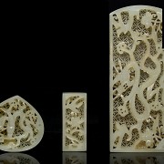 Conjunto de placas de jade tallado, dinastía Ming