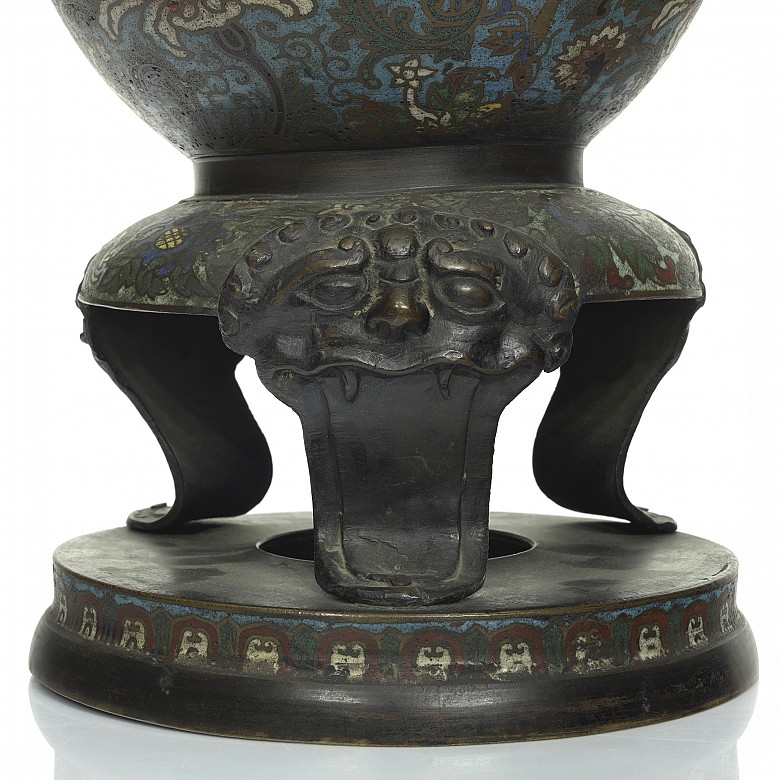 Enamelled bronze cloisonné vase, 20th century - 6