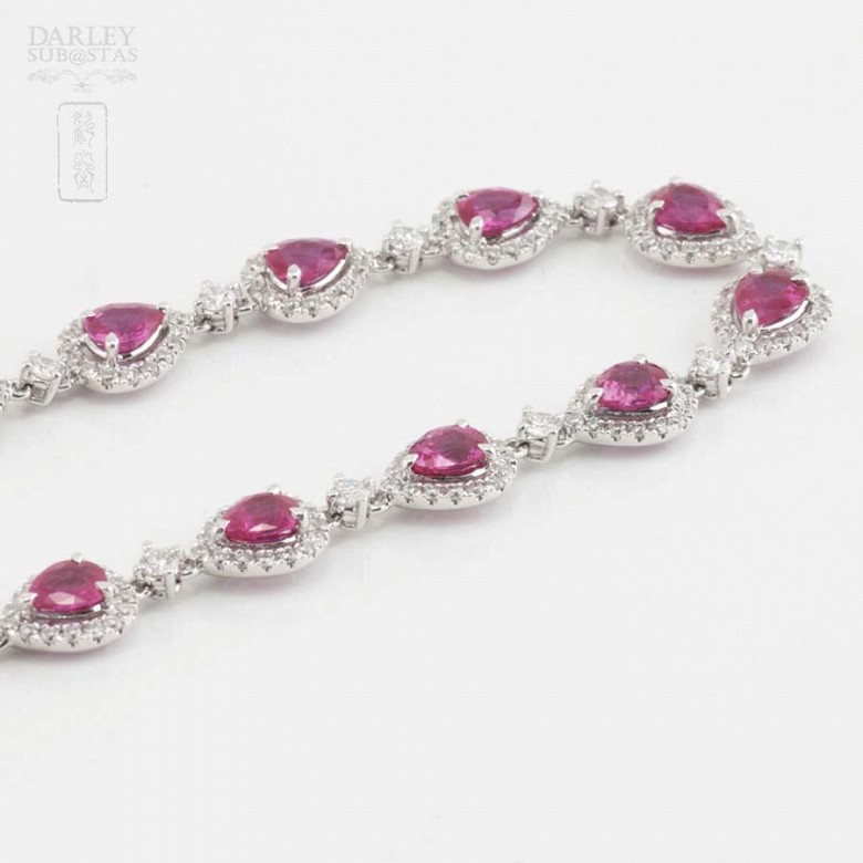 18k white gold bracelet with rubies and diamonds. - 6