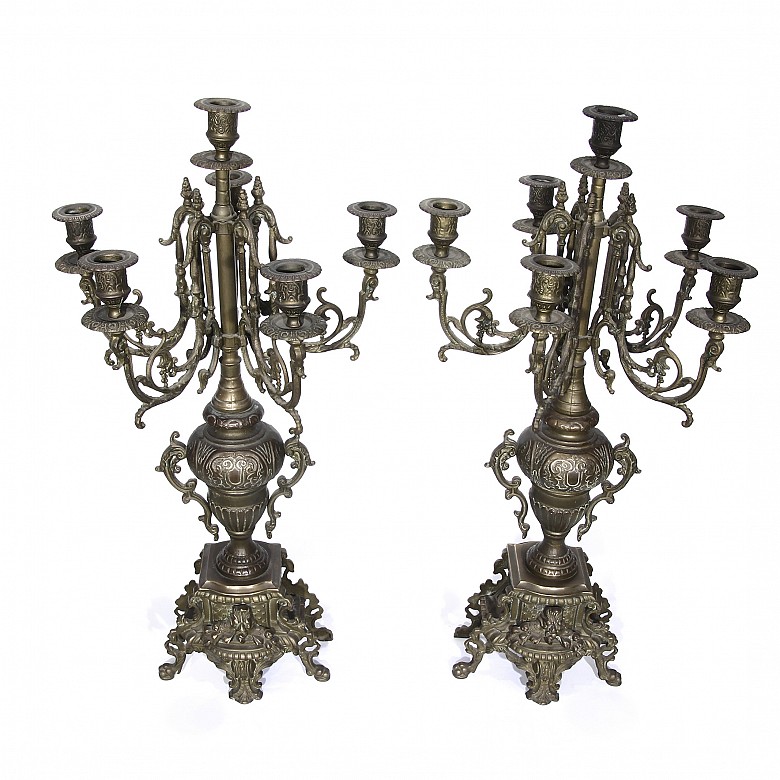 Pair of metal candlesticks, 20th century - 4