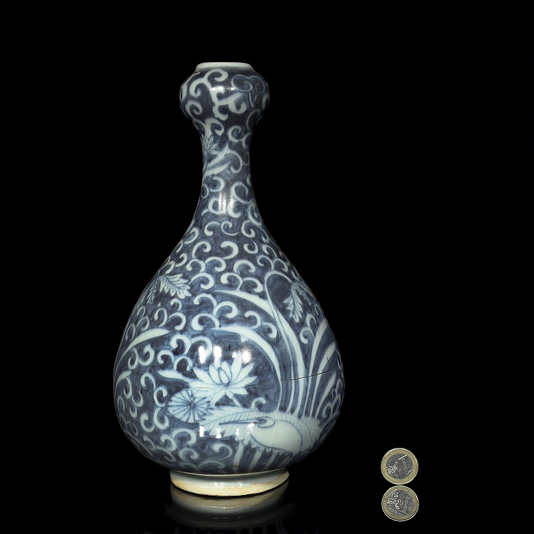 Jarrón de cerámica con pergaminos de loto, estilo Ming-Wanli - 9