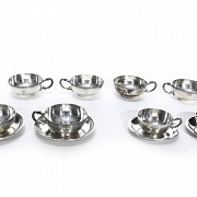 Sterling silver cups and saucers, 916, punched, 20th century