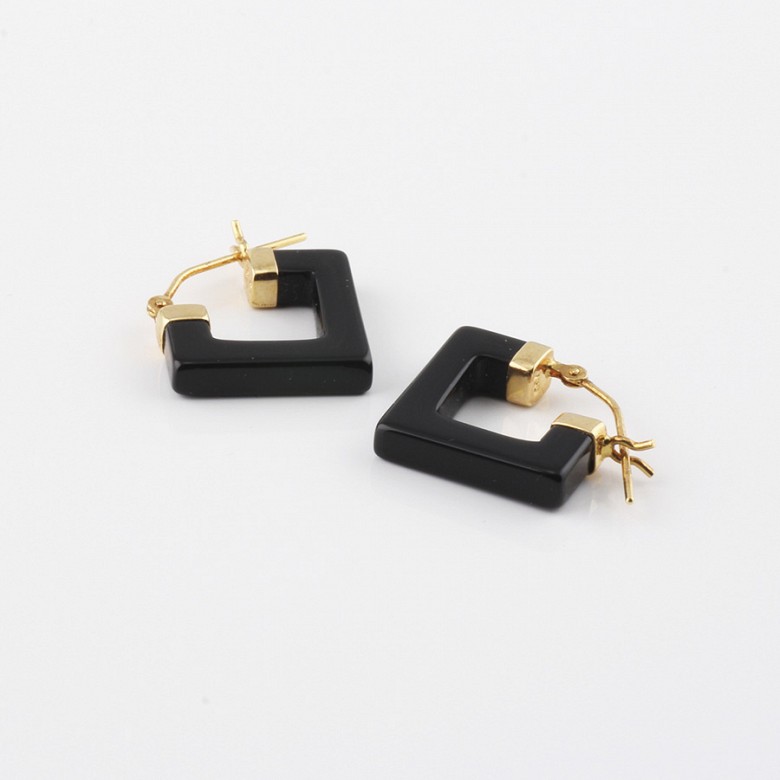 earrings natural onyx in 18k yellow gold - 1
