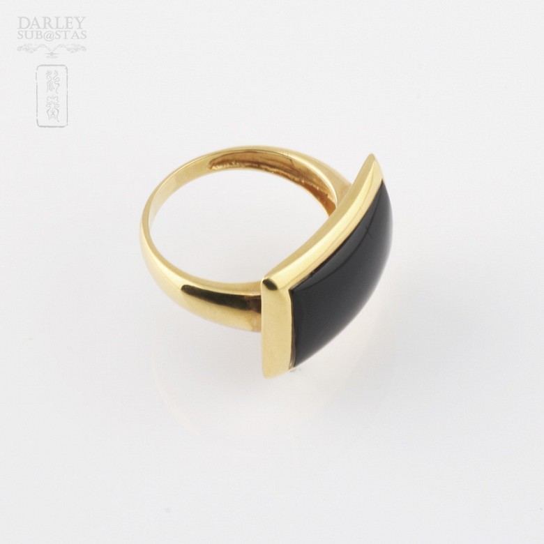 18k gold ring and natural onyx - 2