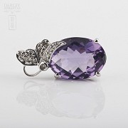 Pendant with 5.40cts Amethyst and diamonds in white gold - 1