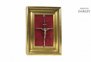 Punched Spanish silver crucified Christ, mid-20th century