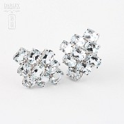 Earrings in 18k white gold diamonds and aquamarines. - 1