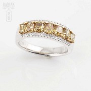 Fantastic 18k gold ring and Fancy diamonds - 5