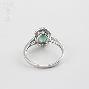 Ring with 1.21cts emerald  and diamonds  in white gold - 3