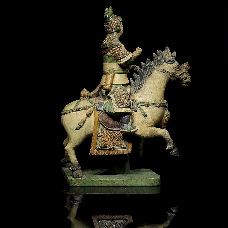 Glazed ceramic figure 'Horseman on horseback', Ming dynasty (1368 - 1644)