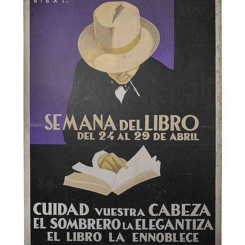 Federico Ribas Montenegro (1890 - 1952) Panel publicitario. Semana del libro Madrid, 1931. - 1