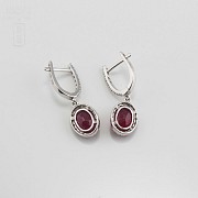 Earrings with ruby 4.34cts and diamond in white gold - 2