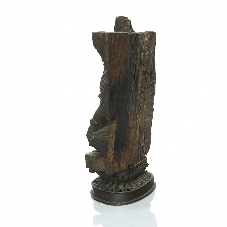 Relieve de madera tallada, deidad hindú, S.XIX - 3