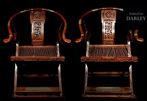 Chinese folding chairs in Ming style, 20th century