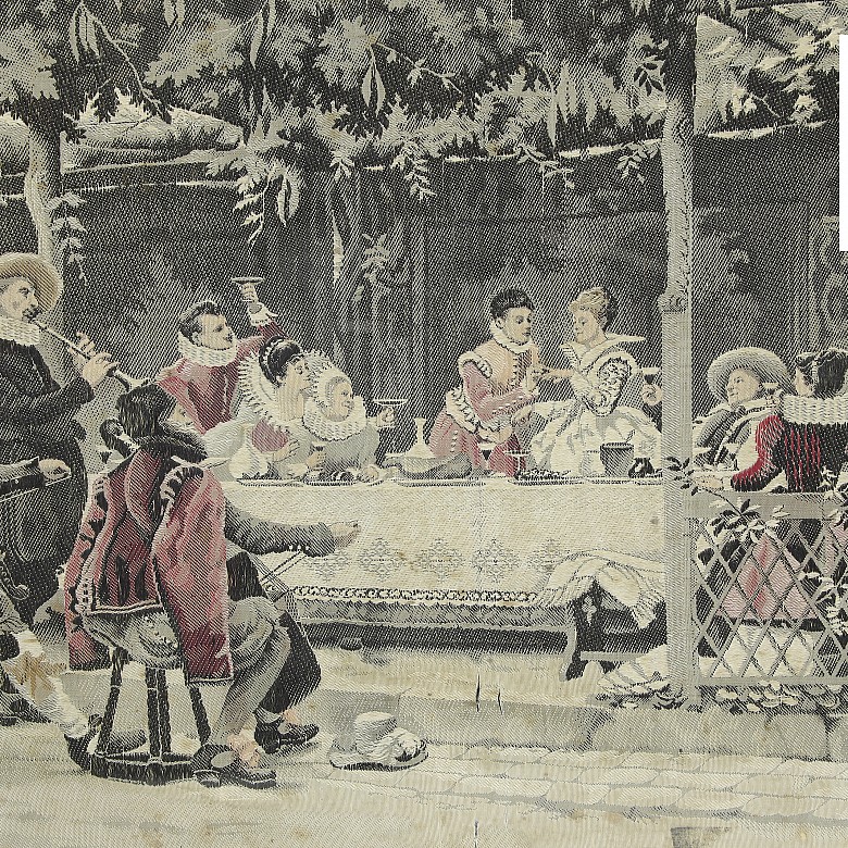 Framed French silk fabric, ca. 1900 - 3