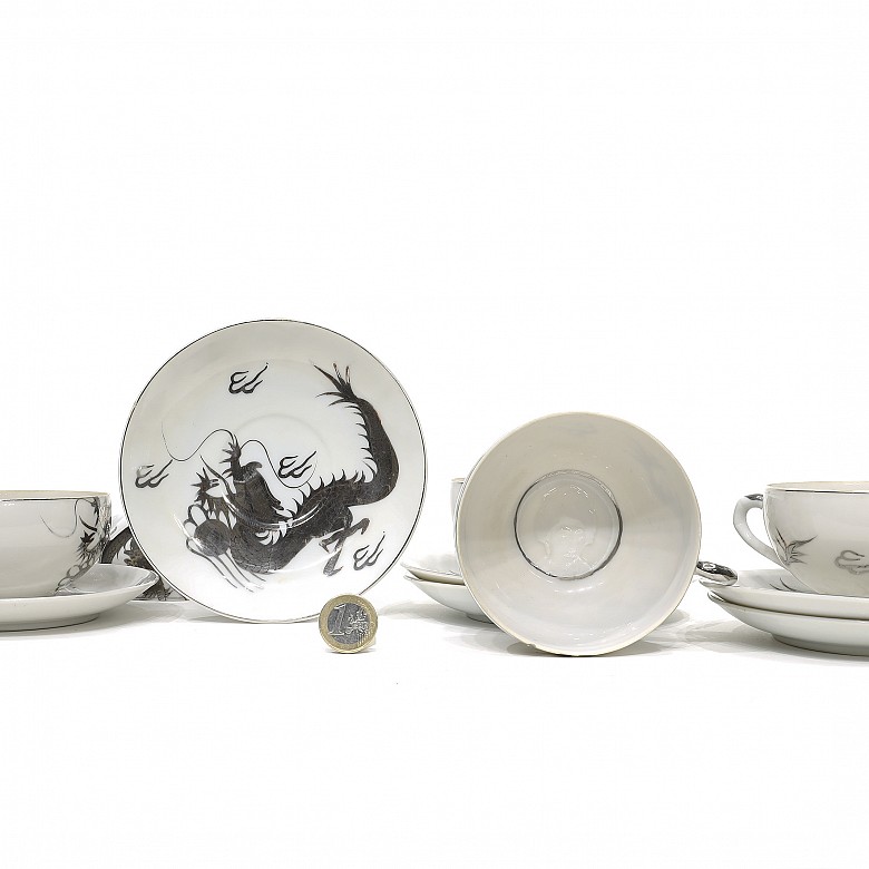 Juego de té chino en porcelana, S.XX - 3