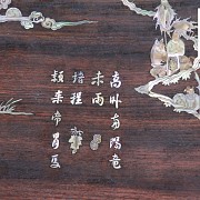 Chinese wooden plaque with mother-of-pearl inlays.