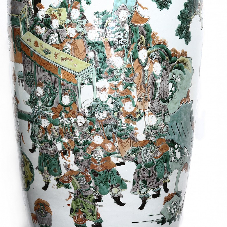 Pair of large vases, famille verte, Qing dynasty, 19th century.