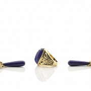 Conjunto de anillo y pendientes con lapislázuli