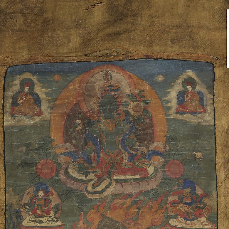 Tibetan silk thangka, Qing dynasty. - 2