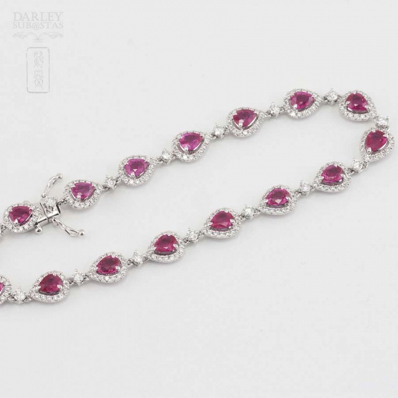 18k white gold bracelet with rubies and diamonds. - 5