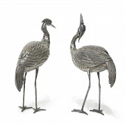 Pair of herons in Spanish silver, 20th century