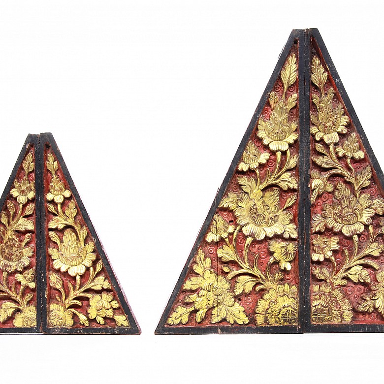 Cuatro piezas para esquinas, decorativas, Peranakan, s.XX