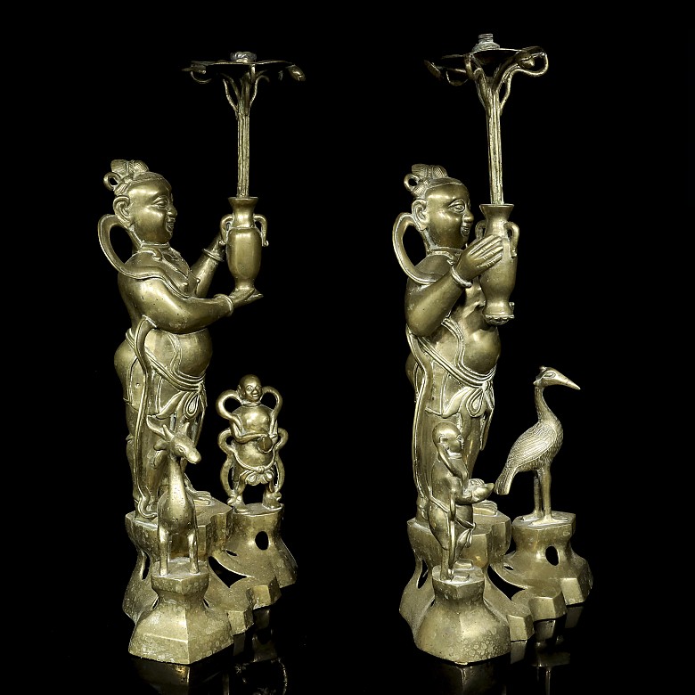 Pair of bronze candlesticks.