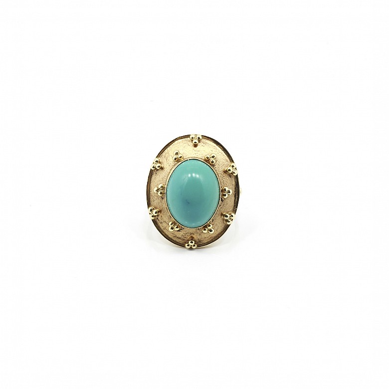 14k gold ring with natural turquoise.