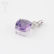 Pendant with 9.35cts amethyst and diamonds 18k White Gold