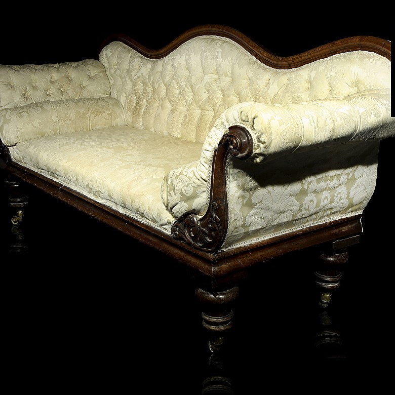 Chaise-longue victoriana con tapicería capitoné, Inglaterra, S.XIX - 3