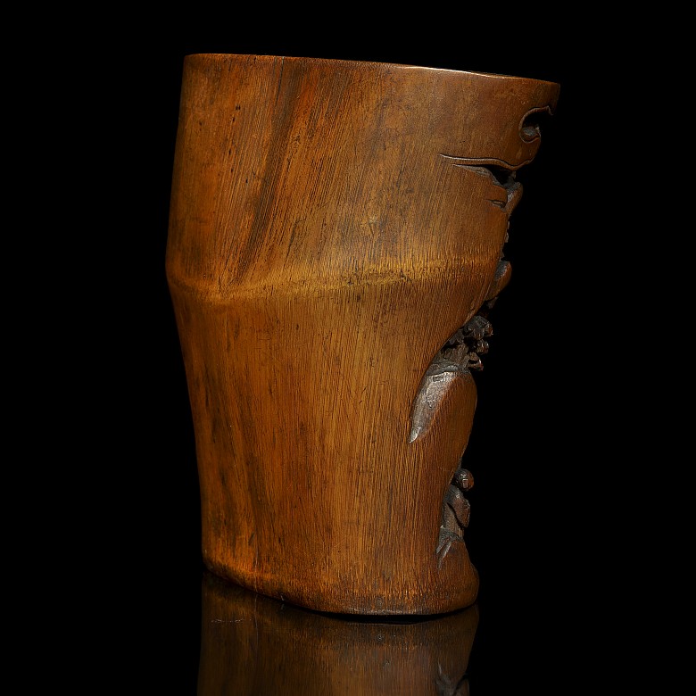 Carved bamboo brush pot 'Sages', Qing dynasty - 5