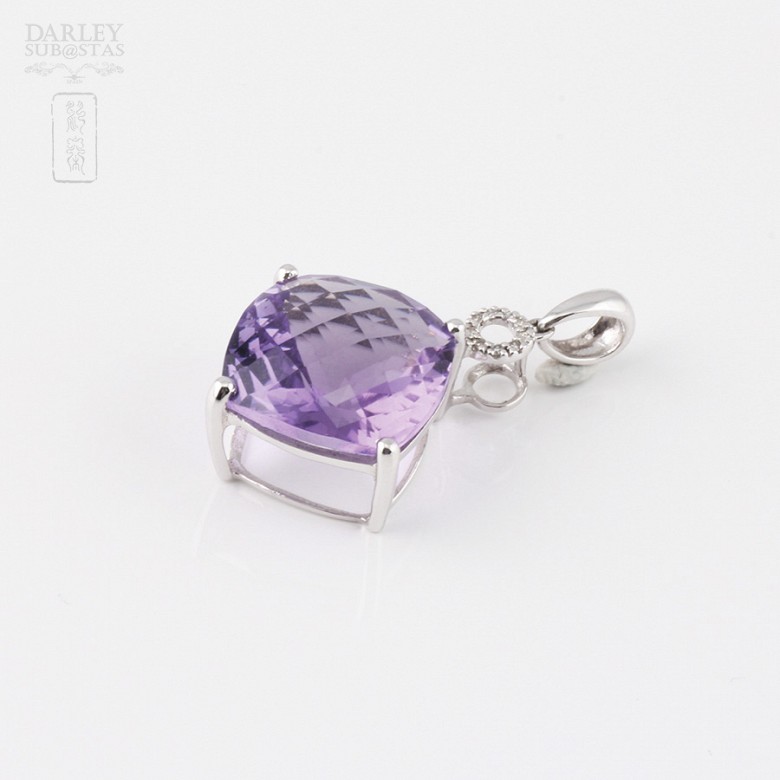 Pendant with 9.35cts amethyst and diamonds 18k White Gold - 2