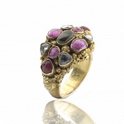 Gold plated silver ring with colored stones (gems), Bali
