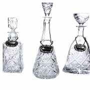 Lot of three glass decanters, mid 20th century