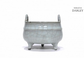 Incensario celadon, dinastía Qing.