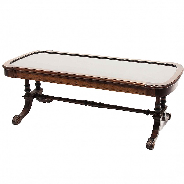 Low table with folding glass top, 20th century