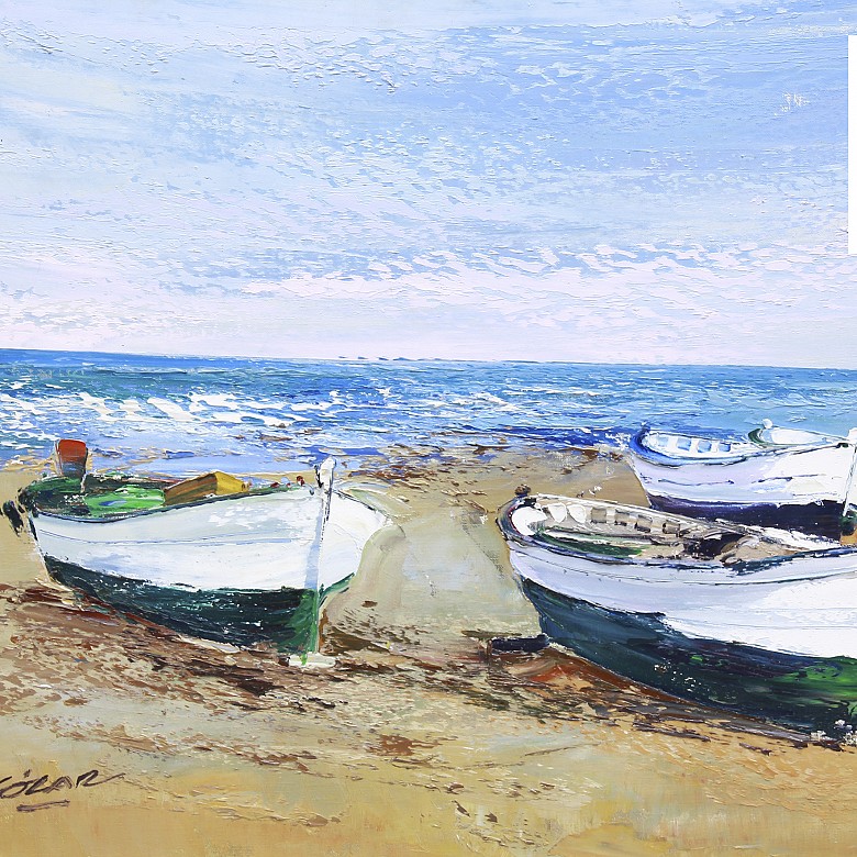 José Cozar Viedma (1944) “Barcas en la playa”