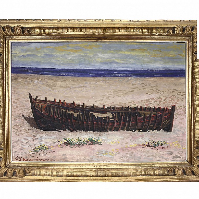 Pedro Cámara (1936- 2017) “Boat on the beach”, 1963