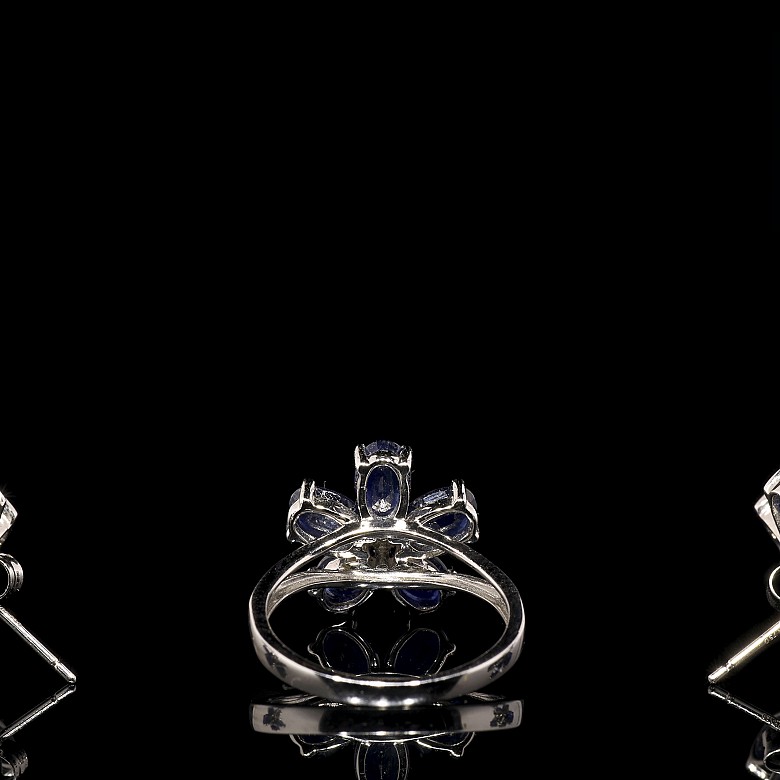 18k white gold set with sapphires and diamonds - 4