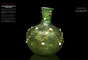 Frasco de vidrio verde, dinastía Tang