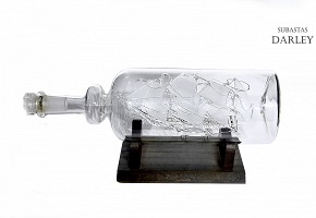Bottle with glass boat, 20th century