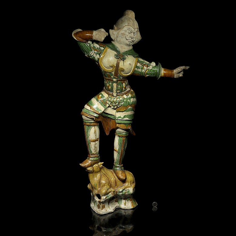 Sancai-glazed 'lokapala' figure, Tang dynasty (618 - 906)