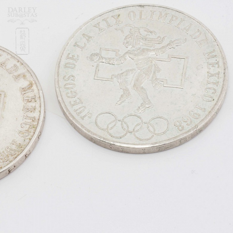 Dos monedas plata 0,720m/m- MEXICO 1968 - 2